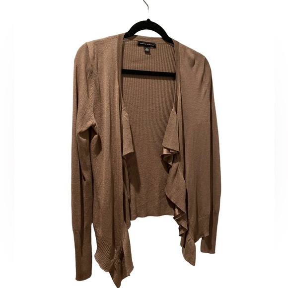 Banana Republic Brown Loose Ruffle Open Draped Cardigan size Medium - Picture 4 of 9